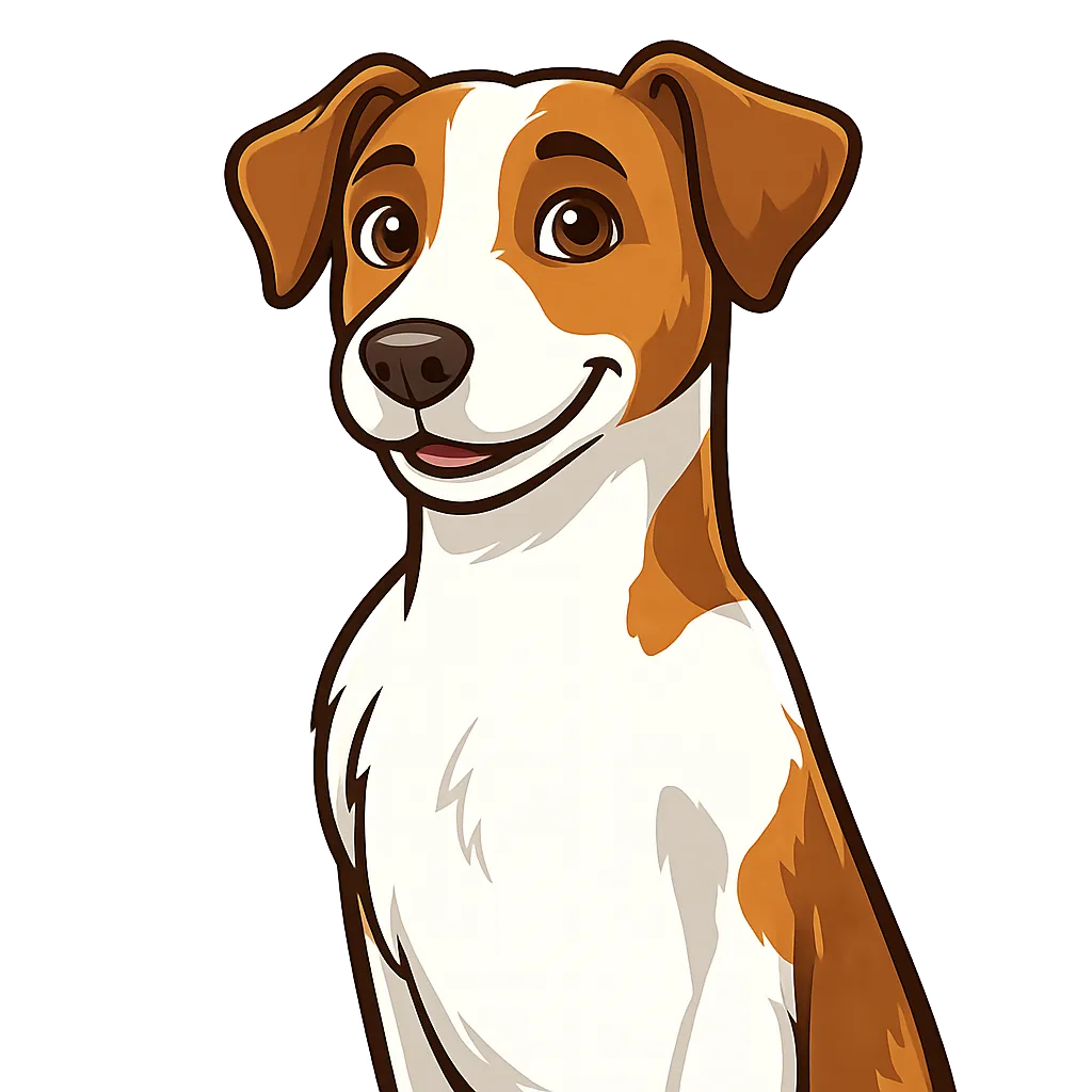 Finn, a cartoon Jack Russell